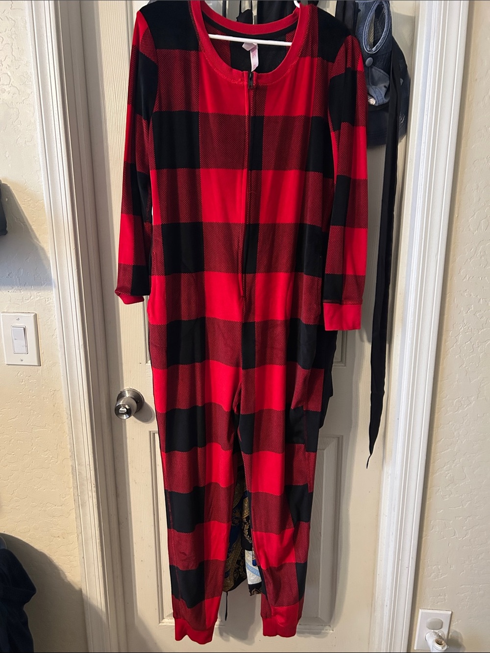 Xhilaration Red and Black Buffalo Plaid One-Piece Footie